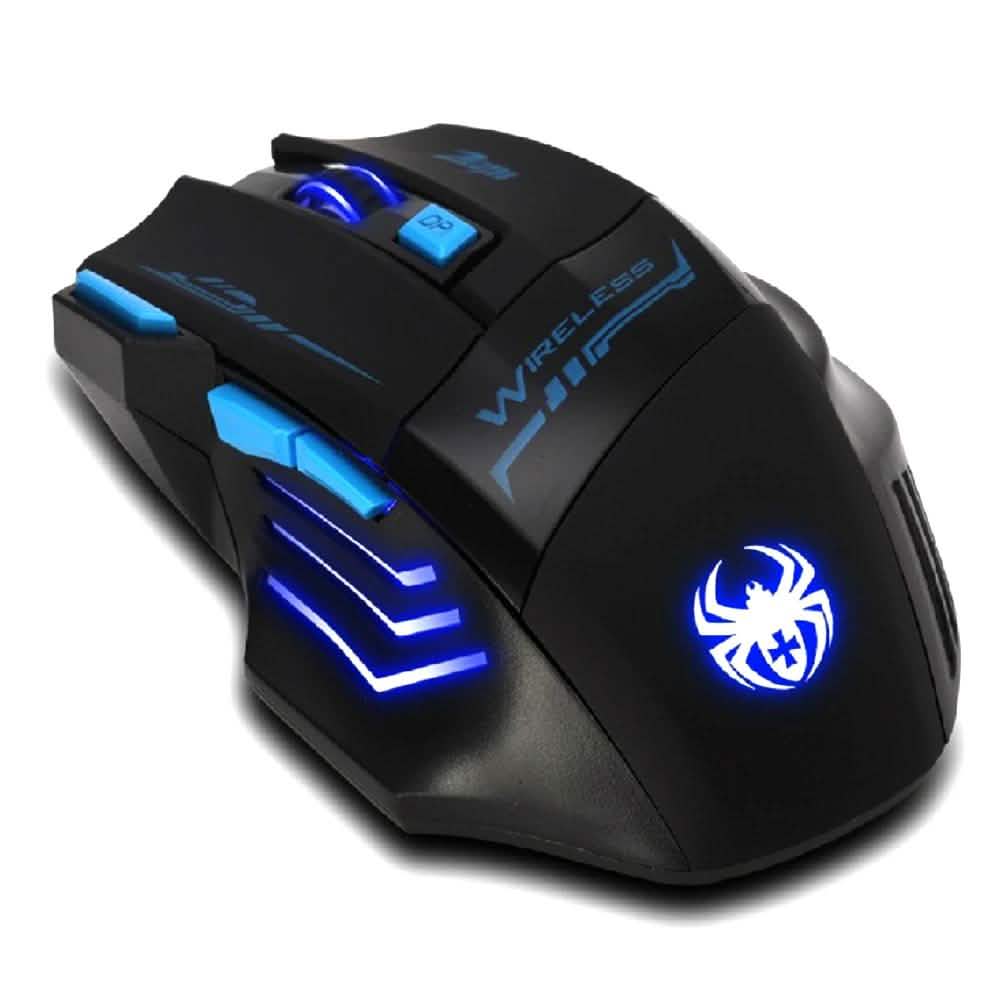 Ratón inalámbrico óptico para juegos de 7 botones con LED