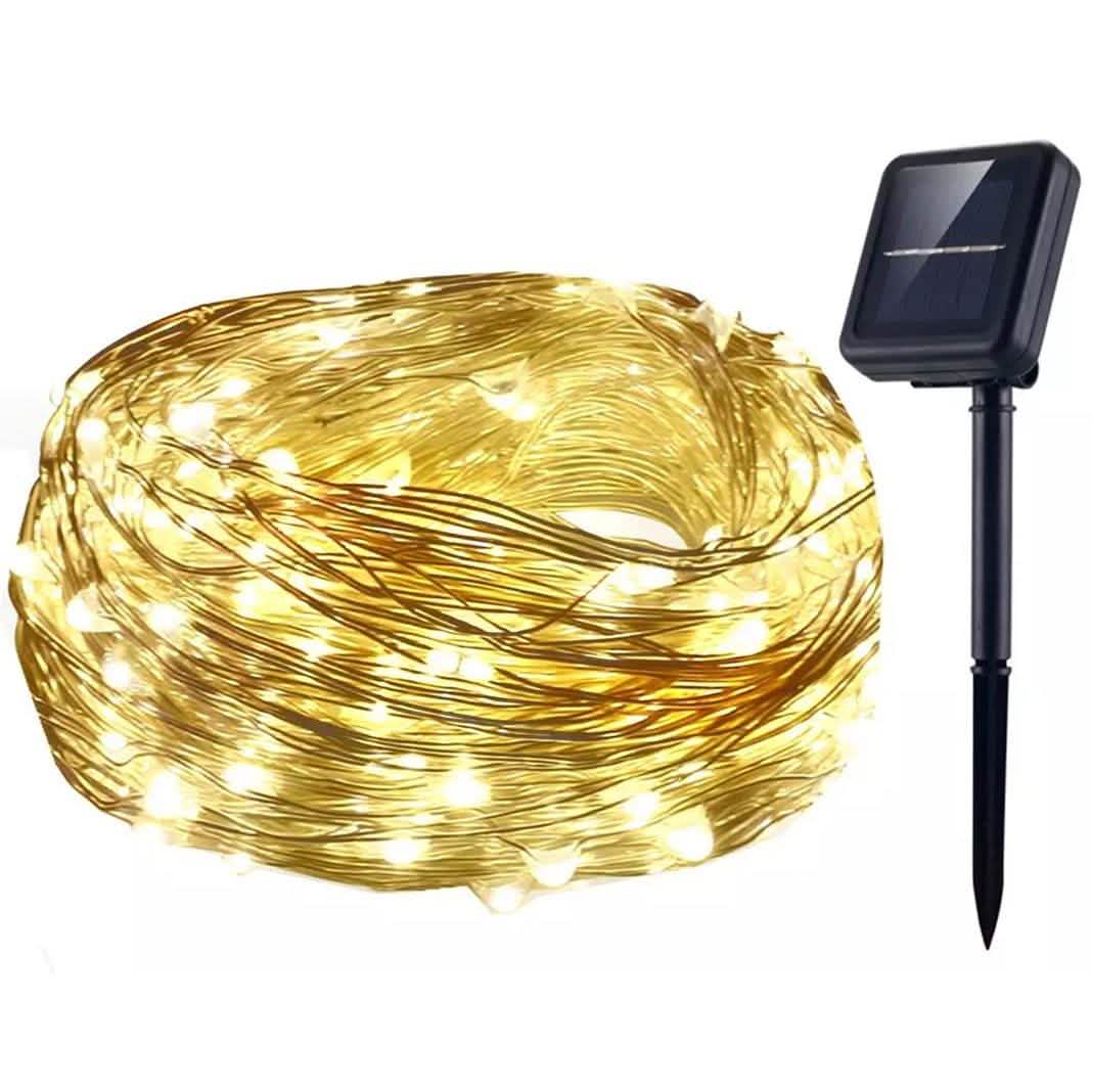 Guirnalda de luces LED impermeables para exteriores de 22 m con 200 LED y 8 modos para jardín