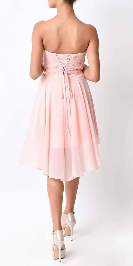OFERTA - Vestido corto de gasa sin tirantes línea A Cinderella Divine 7456 (Talla 12)