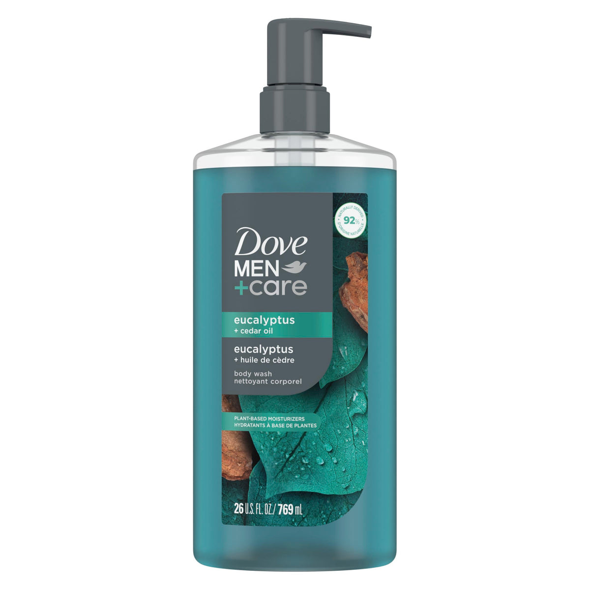 DOVE MEN + CARE Gel de Ducha Eucalipto + Aceite de Cedro para Reconstruir la Piel en la Ducha con Limpiadores y Humectantes de Origen Vegetal 769 ml