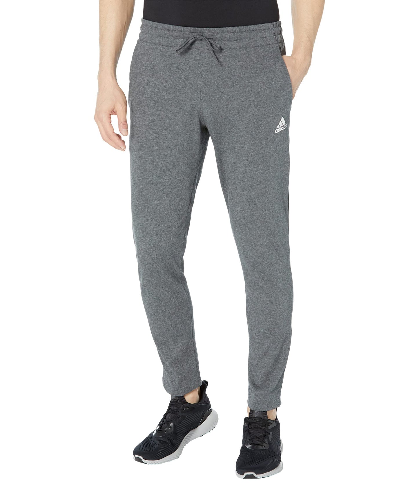 adidas Pantalón de Hombre Essentials Single Jersey Tapered Open Hem Gris Oscuro Jaspeado 3X-Large/Alto
