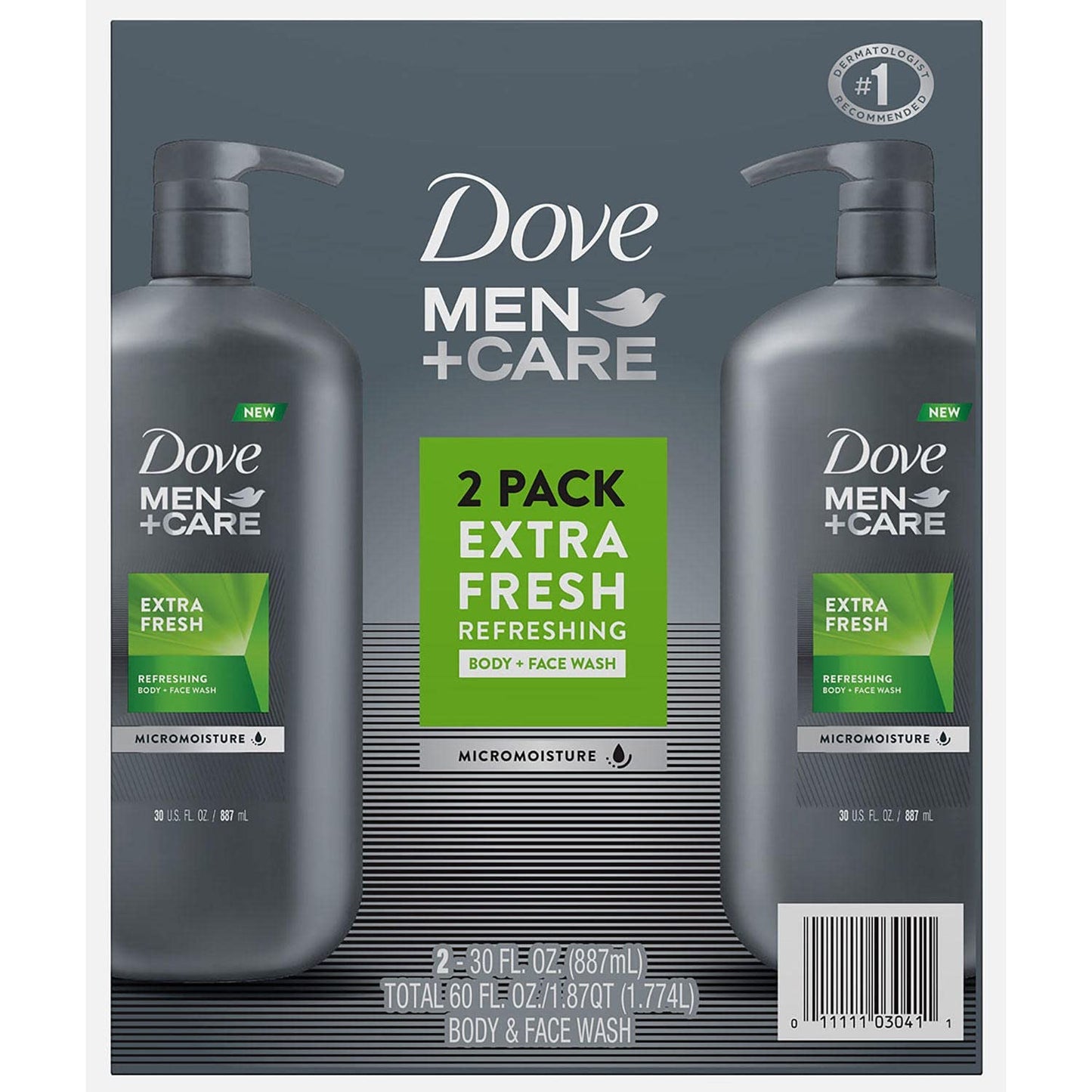 Dove Men+Care Jabón Líquido Corporal y Facial Extra Fresh 887 ml (Paquete de 2)