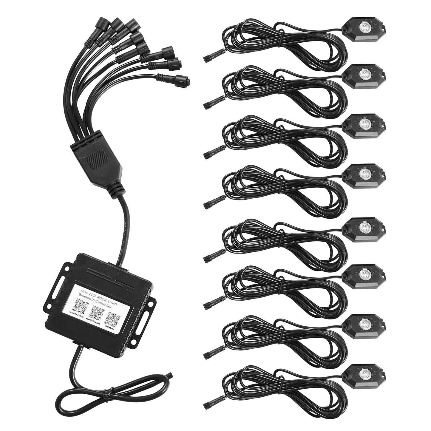 Juego de luces LED de roca RGB para coche de 8 piezas