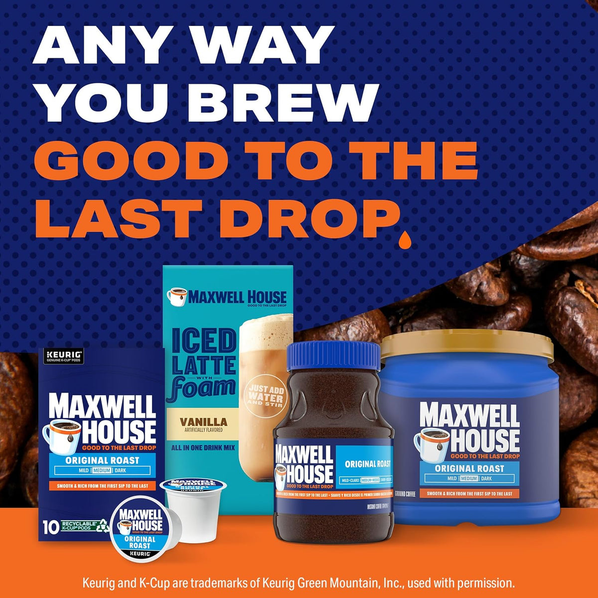 Maxwell House Original Roast Tostado Medio, Cápsulas K-Cup de Café, Caja de 10 unidades