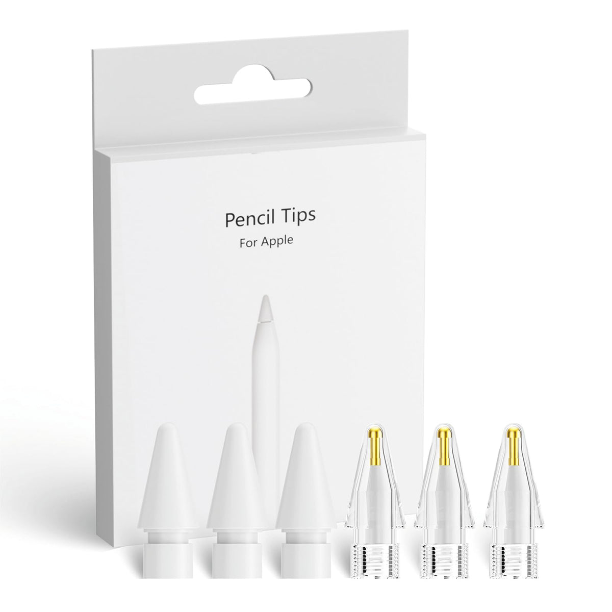 JvKzaen Puntas de repuesto mejoradas para Apple Pencil, mezcla de puntas transparentes y de metal para Apple Pencil de 2.ª generación/1.ª generación/puntas de Apple Pen USB C (paquete de 6)
