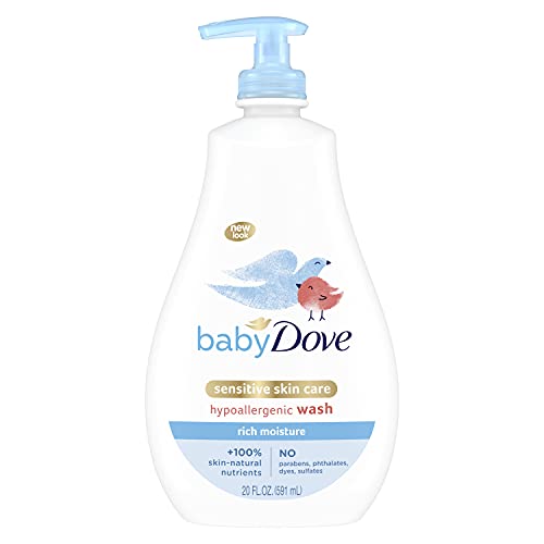Baby Dove Cuidado Piel Sensible Gel de Baño para Bebé Humectación Enriquecida Sin Lágrimas e Hipoalergénico 591 ml (El empaque puede variar)