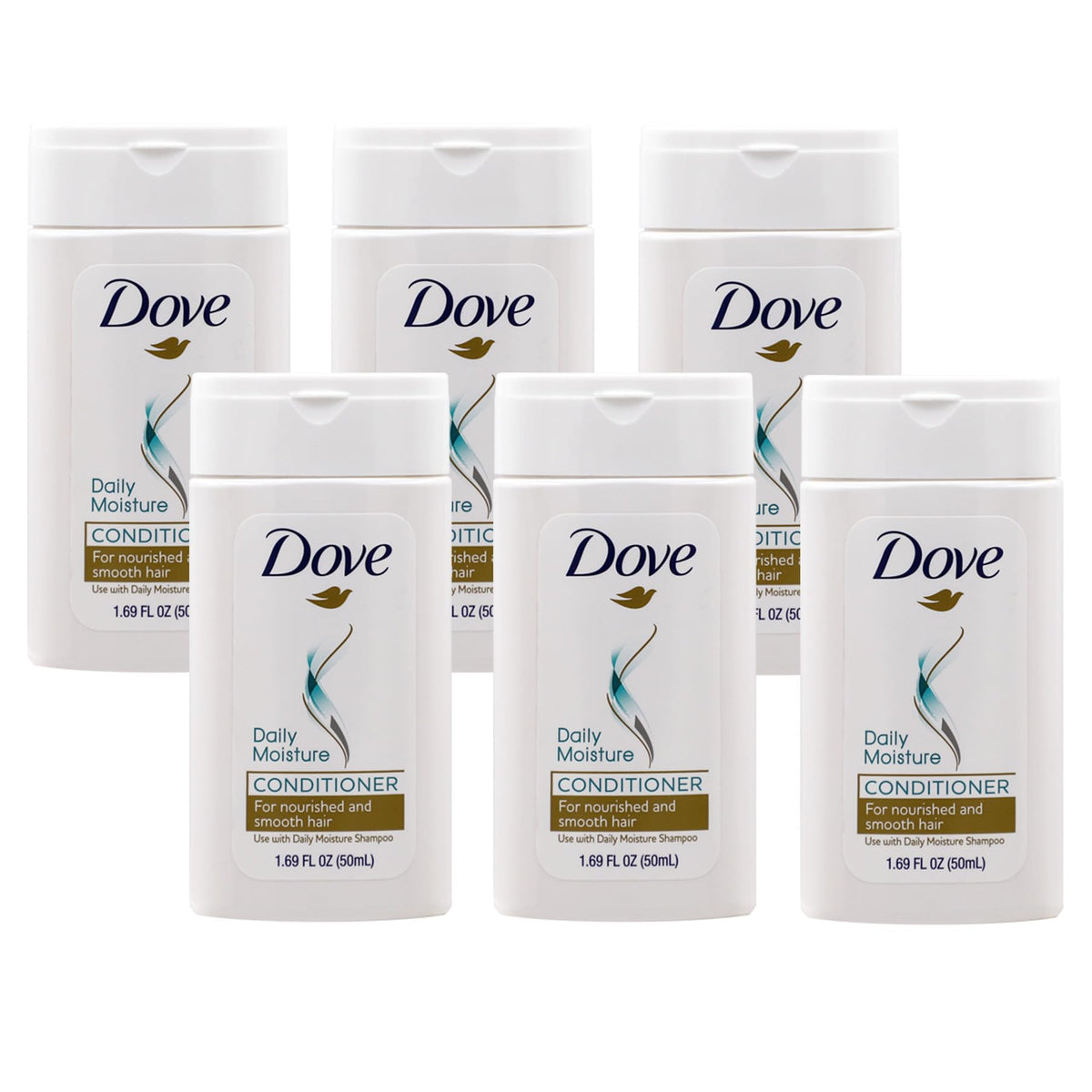 Acondicionador Dove Daily Moisture Sistema Nutritivo para un Pelo Suave Paquete de 6 Botellas de 50 ml