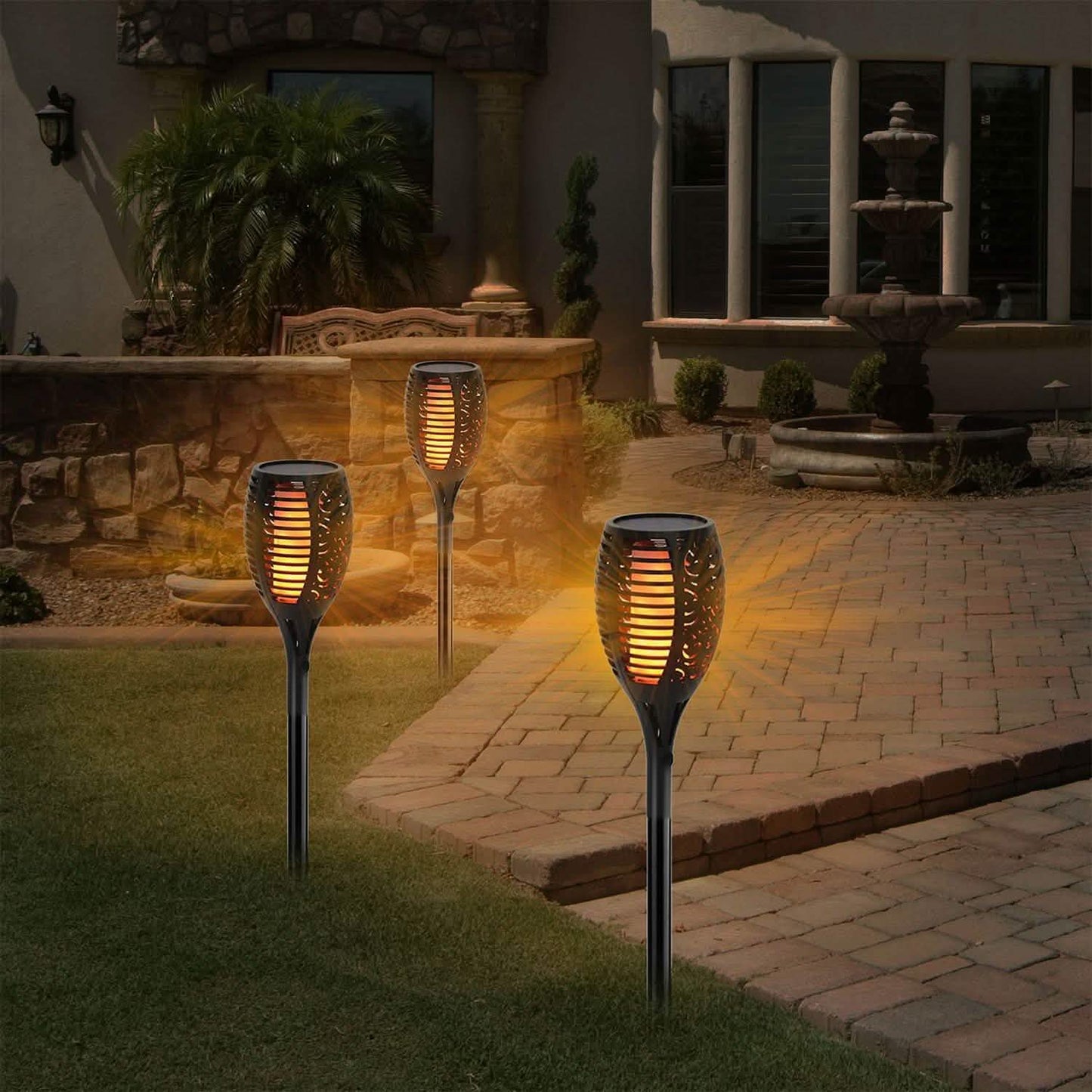 Antorcha solar con efecto de llama de 96 luces LED