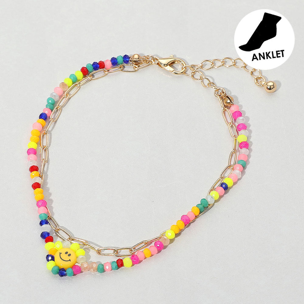 Smile Accented Double Layered Anklet