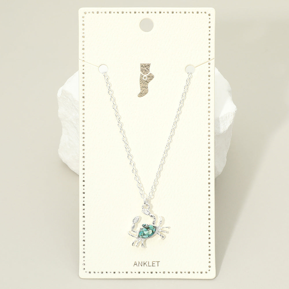 Crushed Pebble Crab Charm Anklet