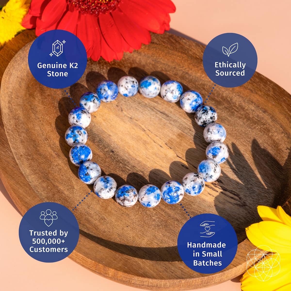 Pulsera de piedra K2 rara de aventura espiritual
