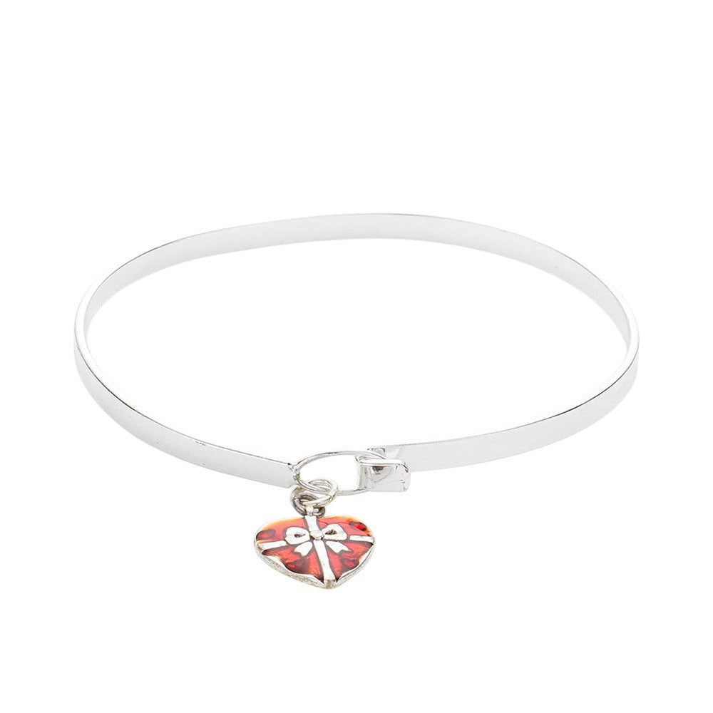 Enamel Heart Gift Charm Bangle Bracelet