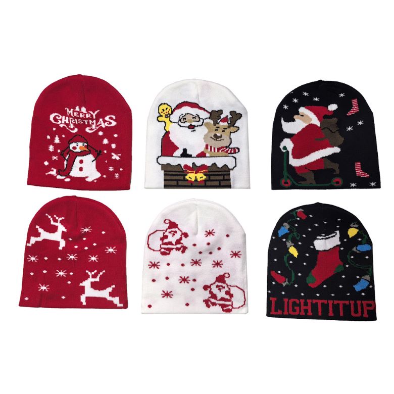 12PCS - CHristmas Knit Winter Beanie Hats