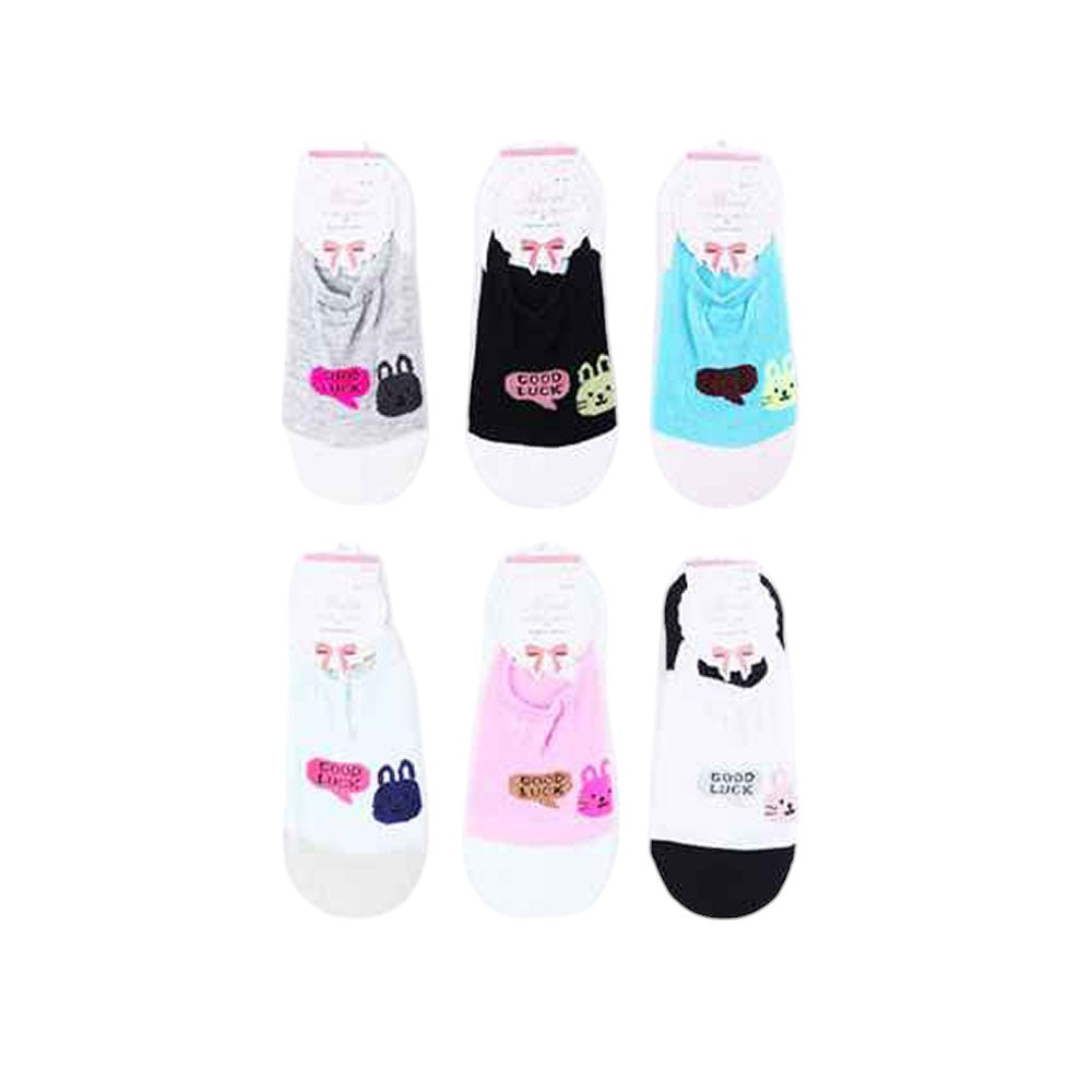 12Pairs - Good Luck Message Bunny Socks