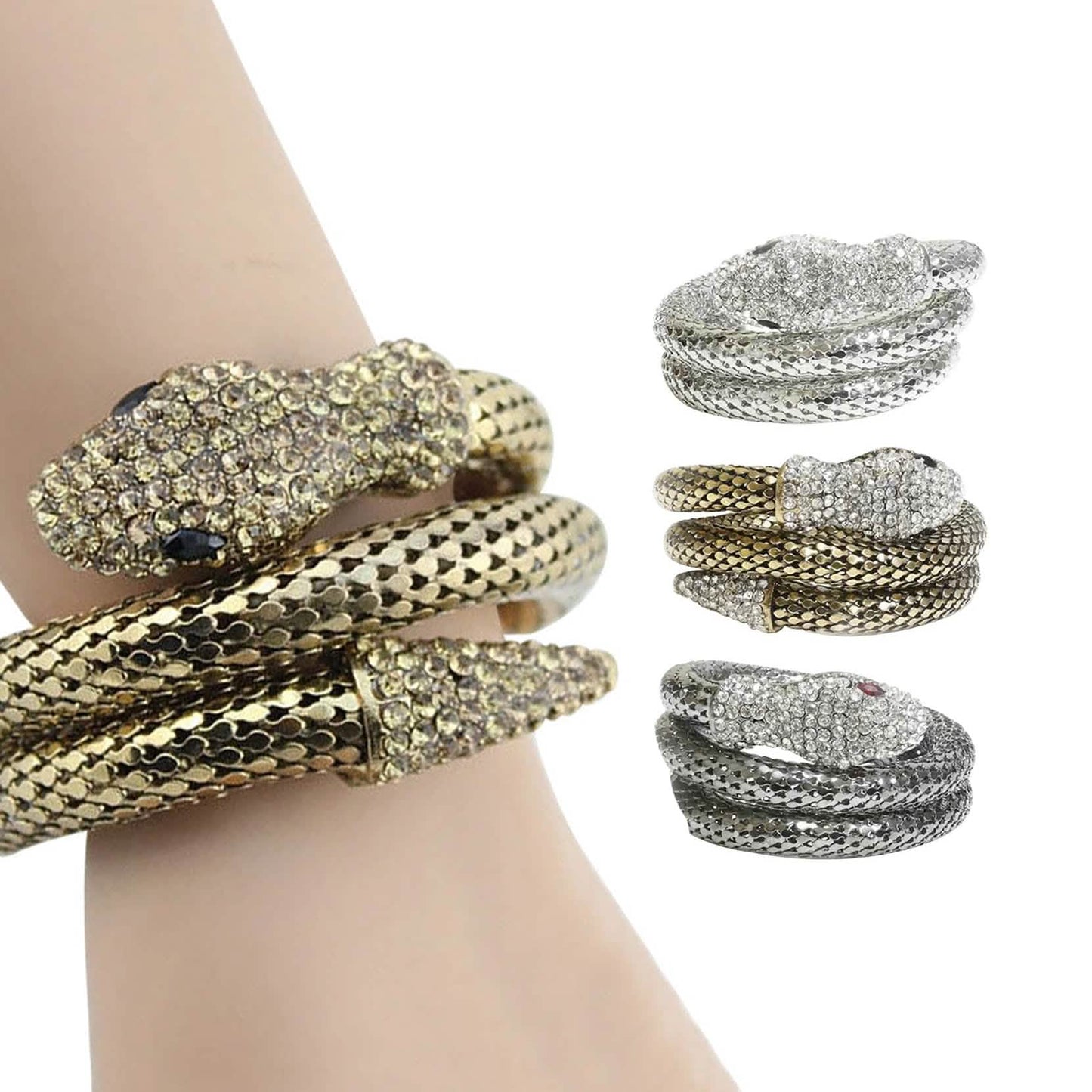 Exótica pulsera de serpiente de cristal de diseño sugerente