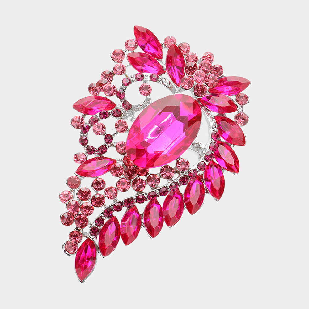 Oval Stone Accented Bouquet Pin Brooch Pendant