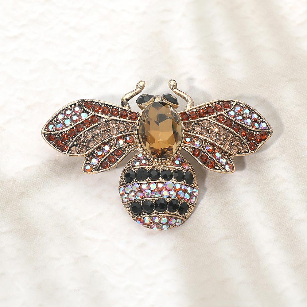 Rhinestone Pave Bee Pin Brooch