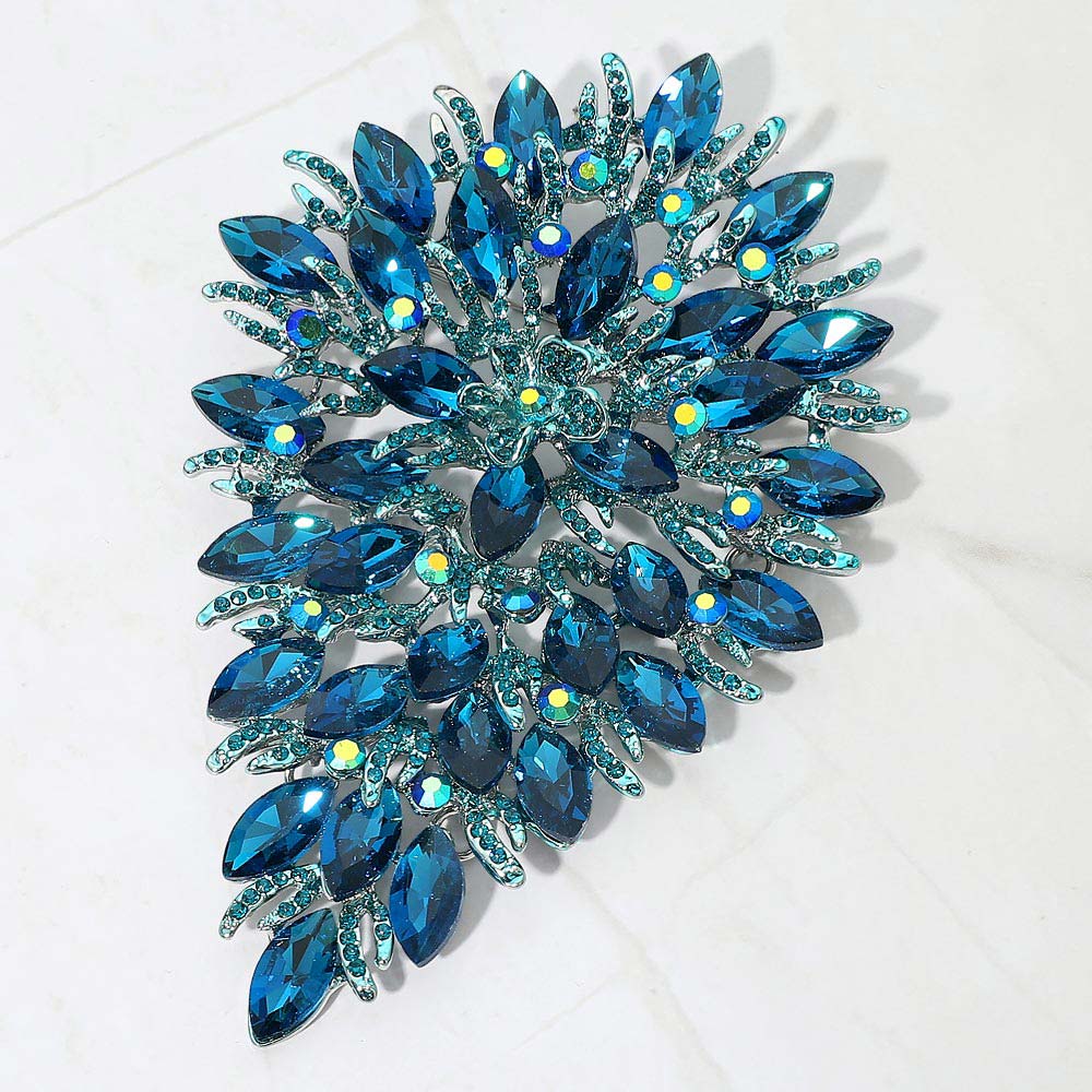 Broche de Alfiler de Racimo de Piedras Marquesa Centralizadas en Flor con Diseño de Vid