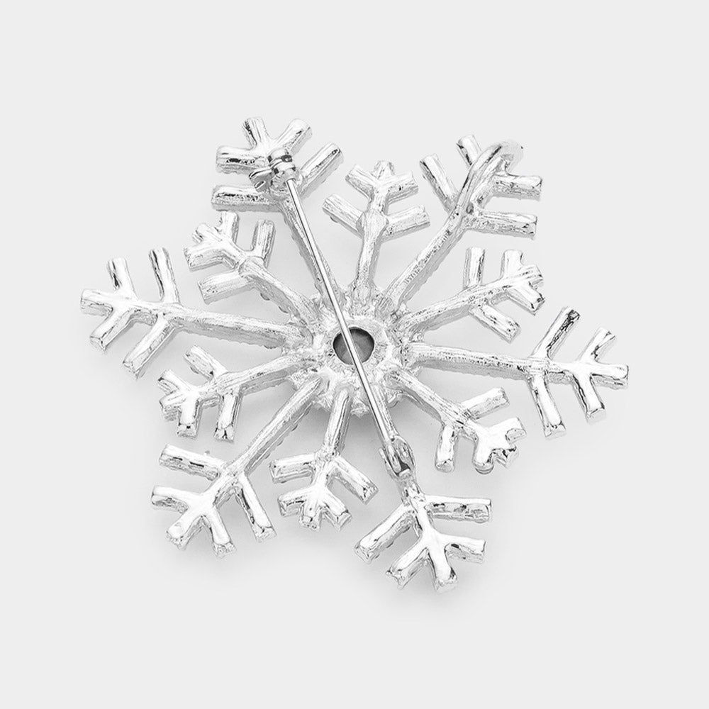 Crystal Pave Snowflake Pin Brooch