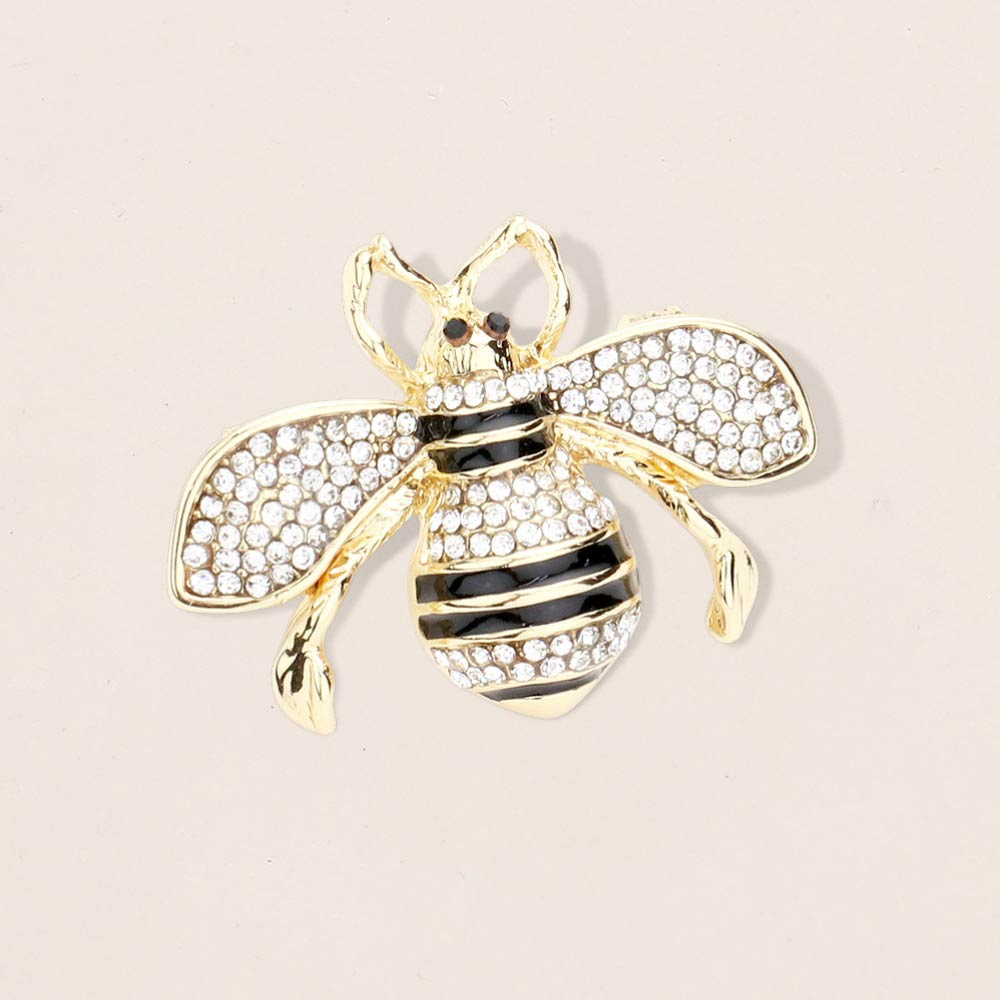 Crystal Paved Honey Bee Pin Brooch