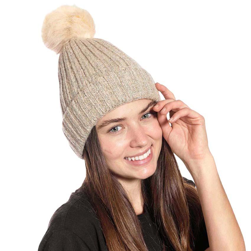 Beautiful Cable Knit Pom Pom Beanie Hat
