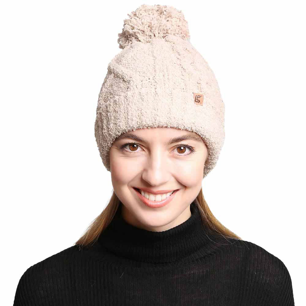 Solid Color Cable Knit Beanie Hats