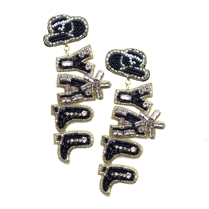 Yall Felt Back Beaded Message Dangle Earrings