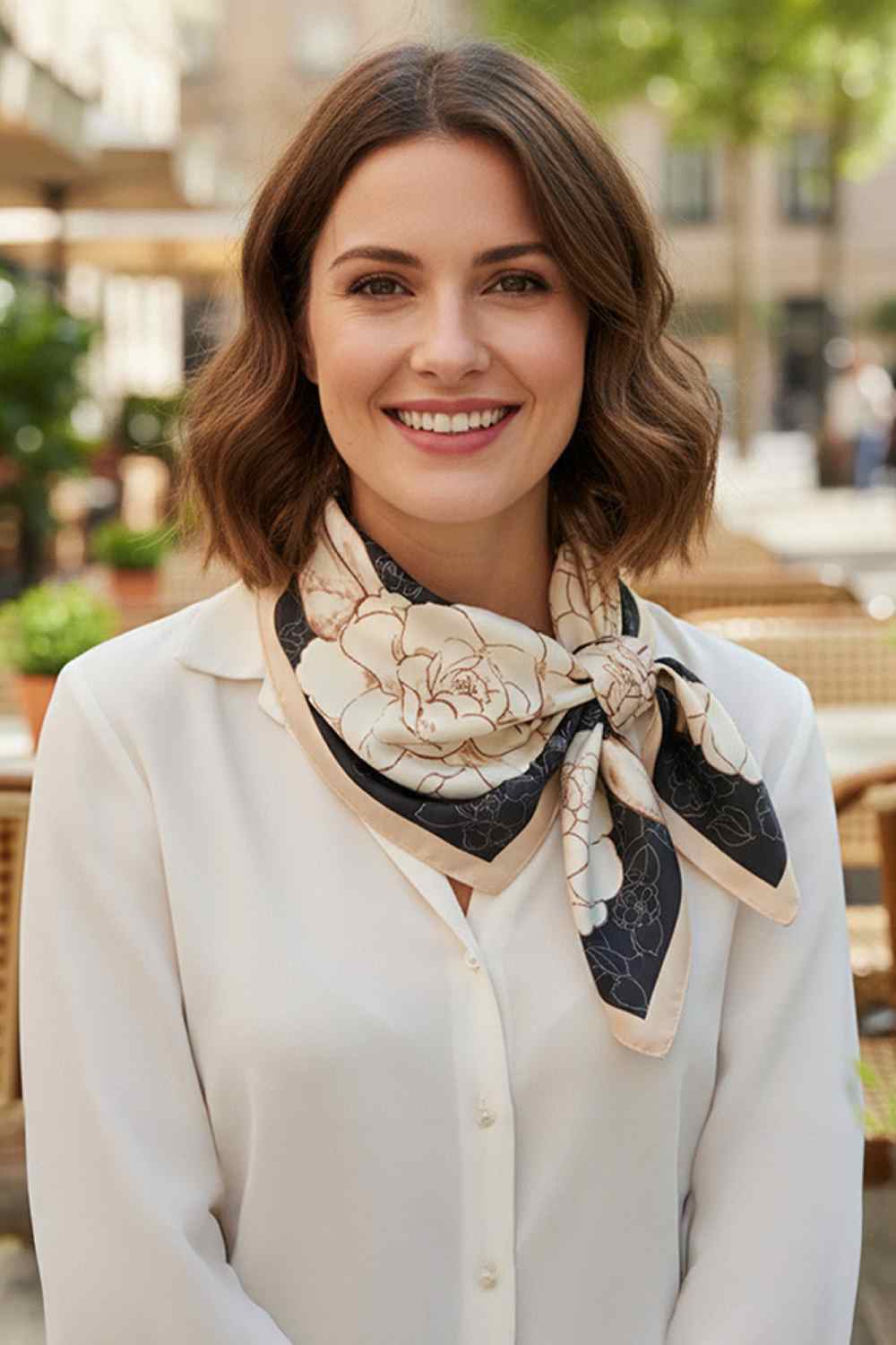 Elegant Floral Print Bandana Scarf