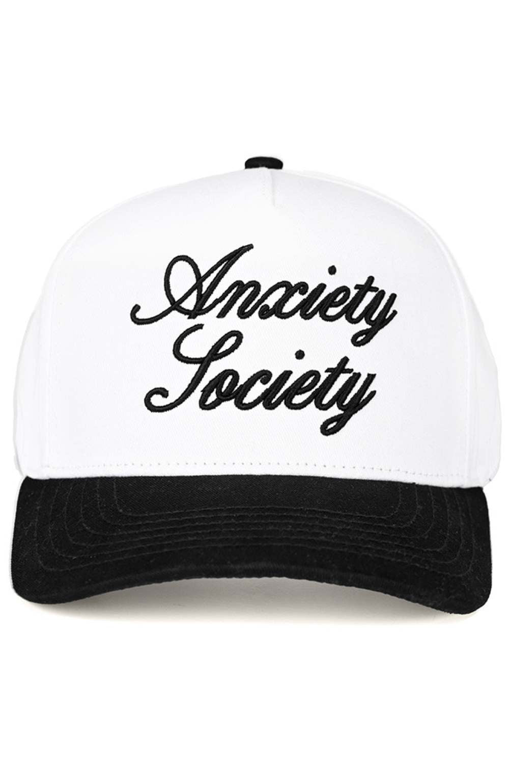 C.C ANXIETY SOCIETY Embroidered Letter Two Tone Trucker Hat