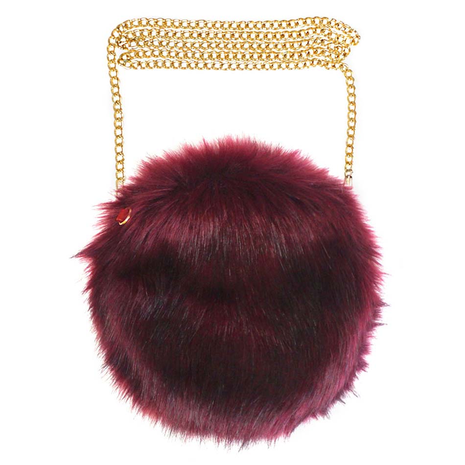 Faux Fur Round Crossbody Bag