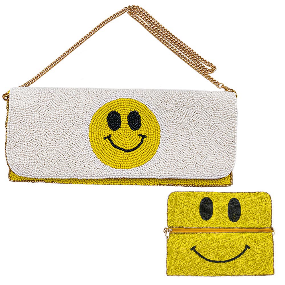 Seed Beaded Smile Clutch / Shoulder Bag