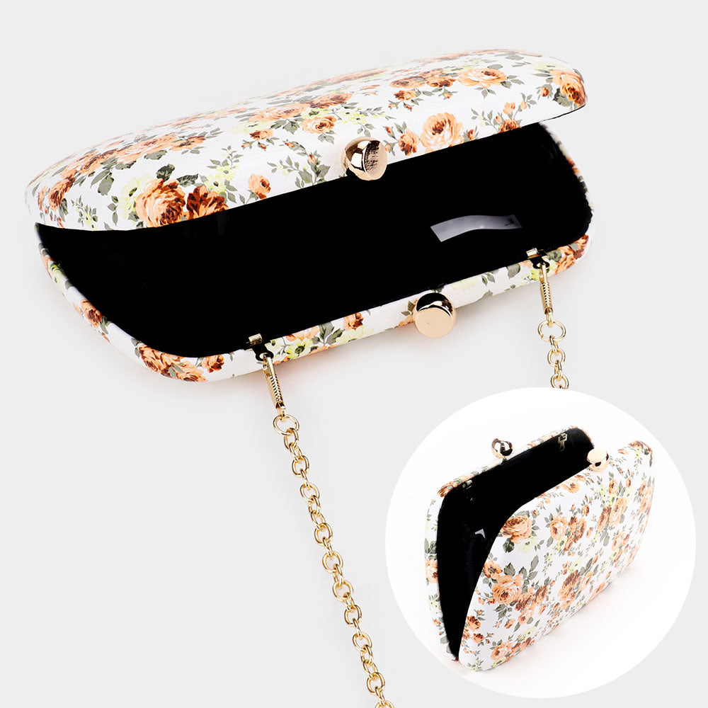 Flower Pattern Faux Leather Clutch Bag