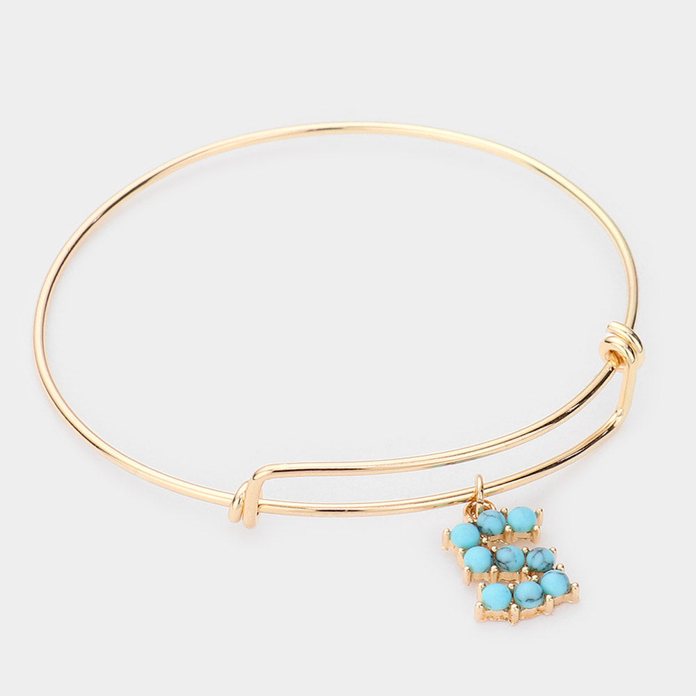 -S- Turquoise Embellished Initial Monogram Charm Bracelet
