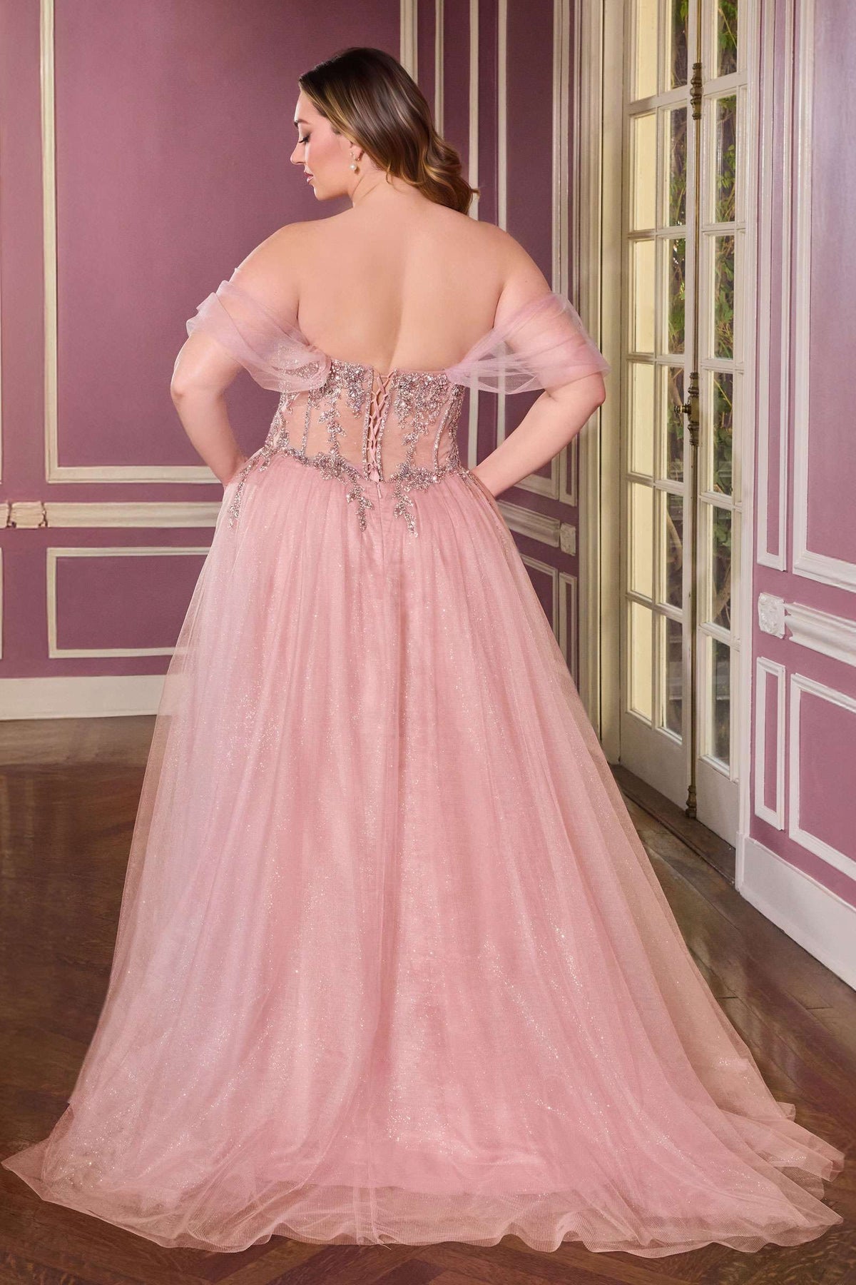 Vestido de talla grande Ladivine CD721C sin tirantes, corte A, escote corazón, con corpiño de corsé