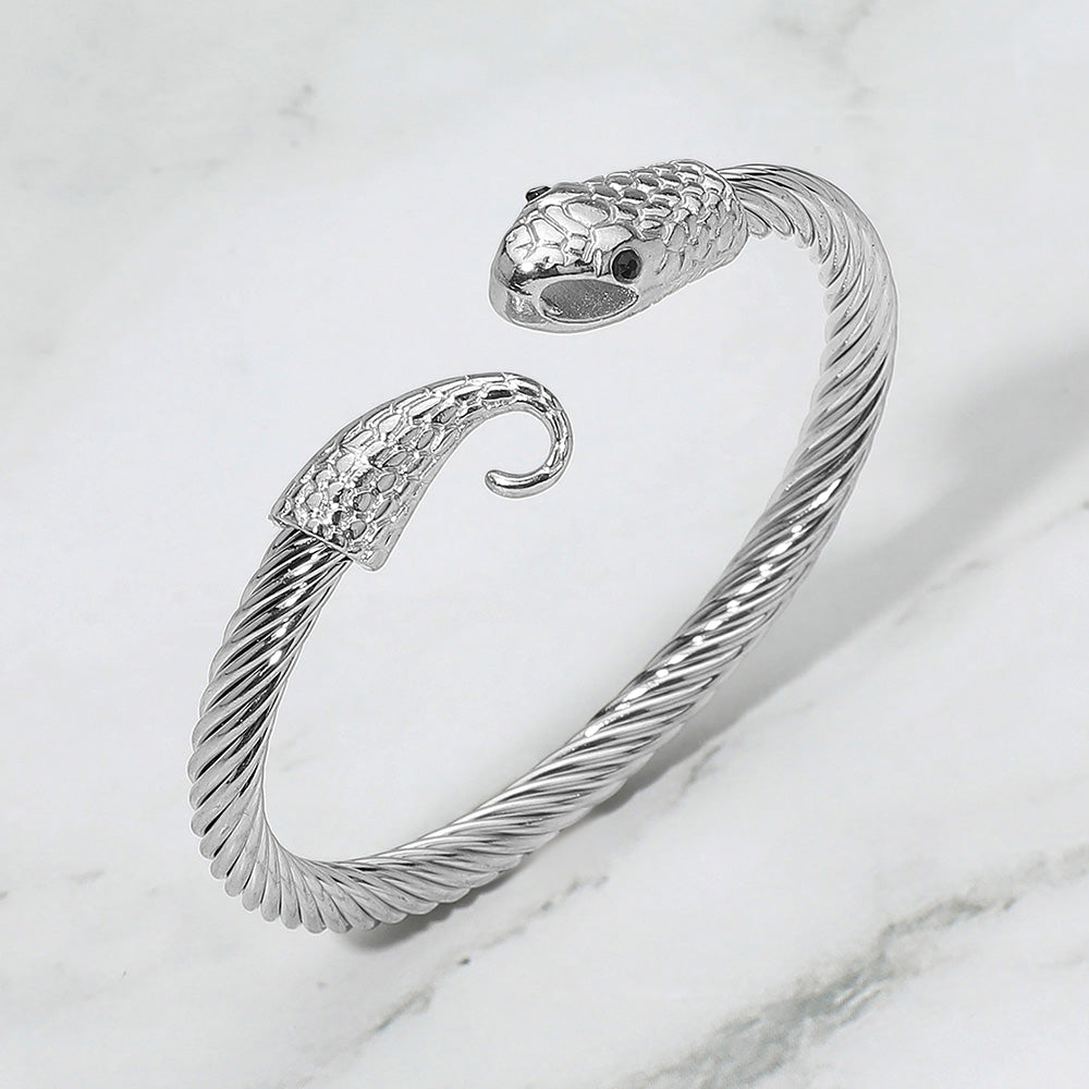 Snake Head Twisted Cuff Bracelet