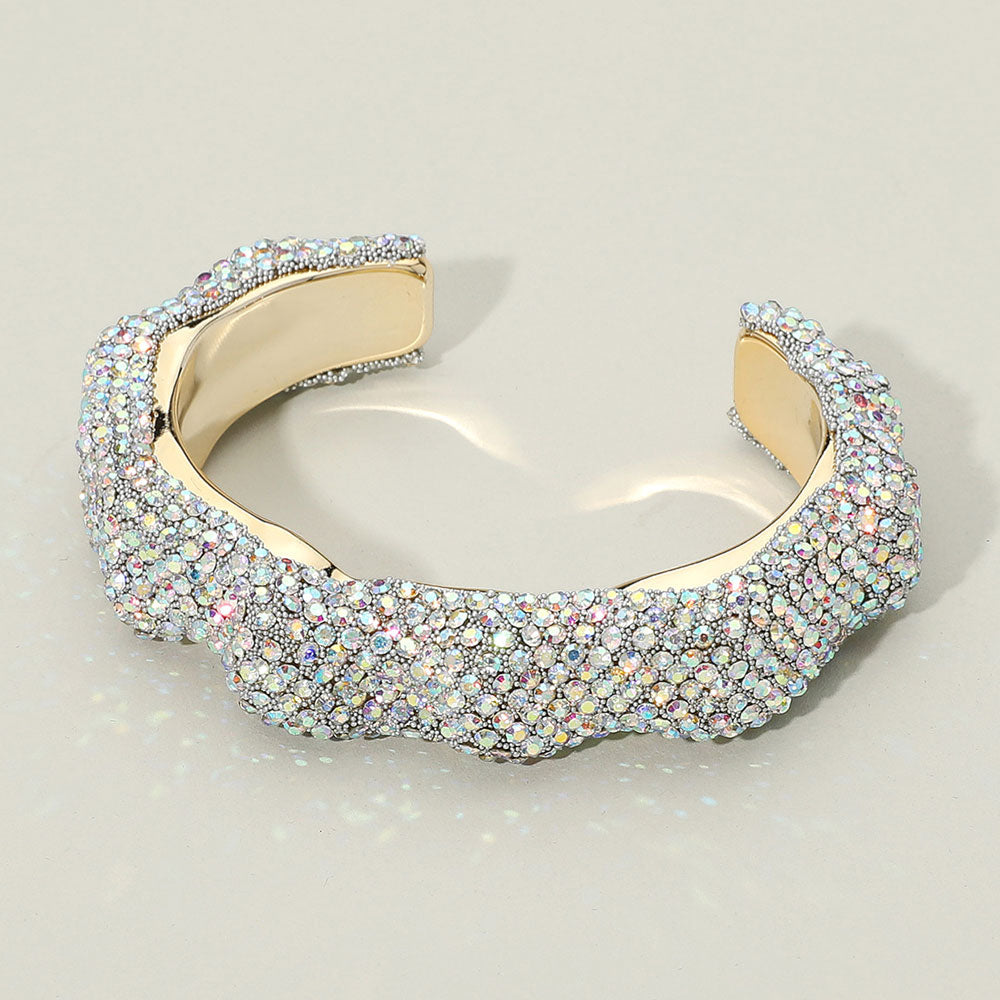 Textured Rhinestone Evening Cuff Bracelet