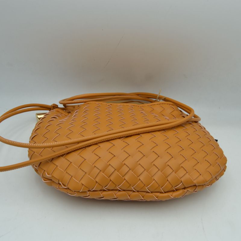 Woven Pattern Crossbody Bag with Metallic Handle