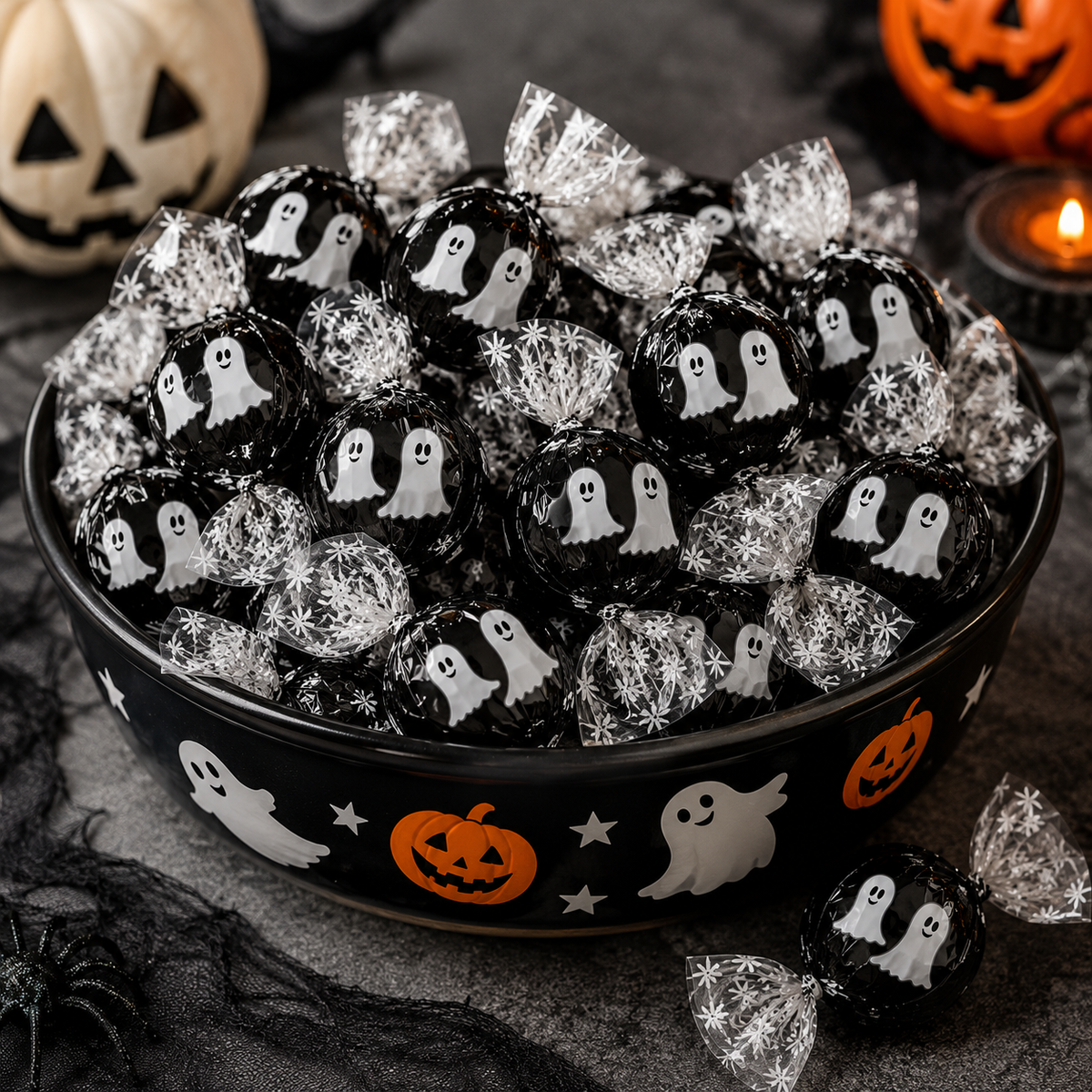 Lindt LINDOR Trufas de Chocolate con Leche y Chocolate Blanco con Envoltorio de Fantasma de Halloween – Bolsa de Gran Valor