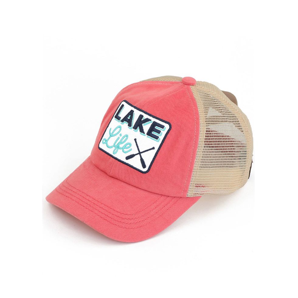 C.C Women's Lake Life Patch Criss-Cross Ponytail Cap