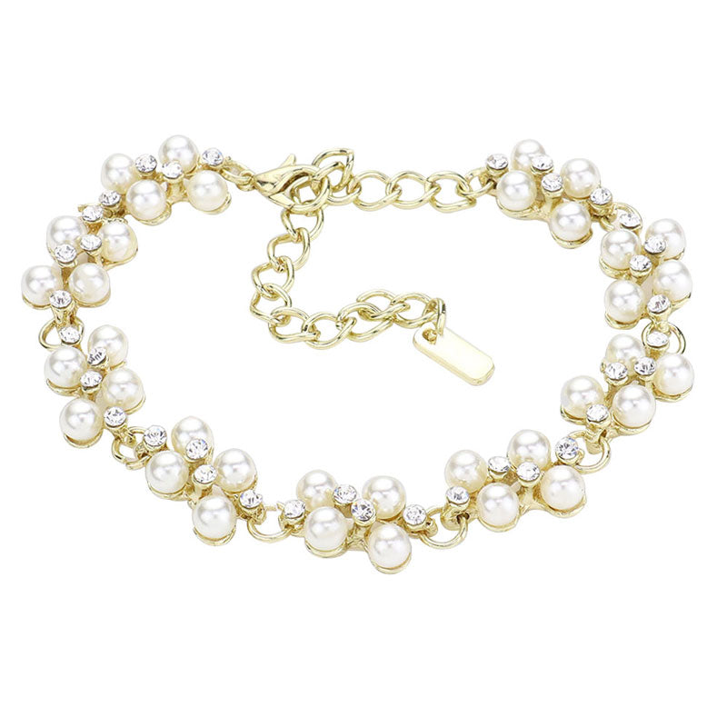 Pearl Rhinestone Evening Bracelet