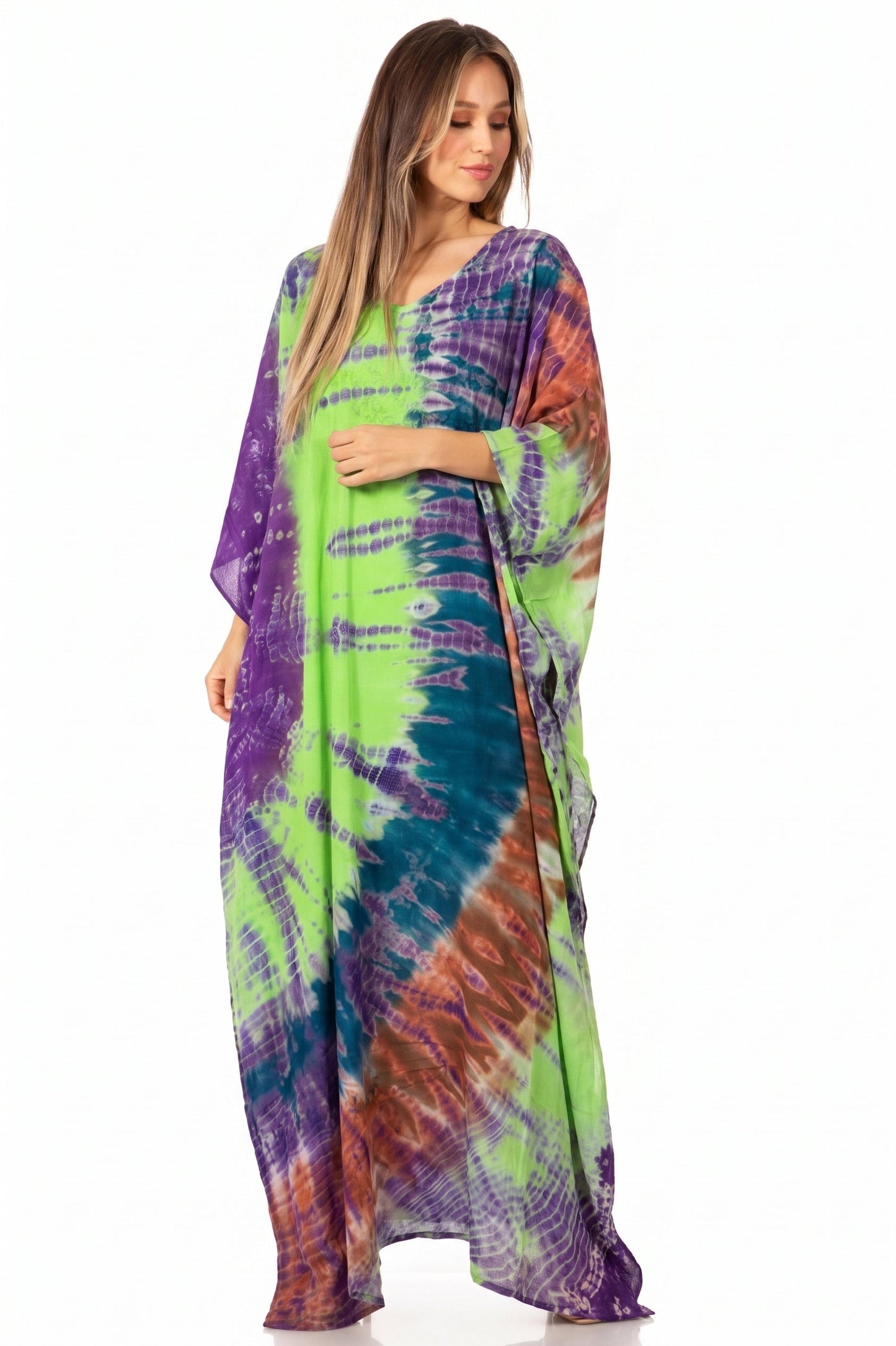 Sakkas Catia Women's Boho-Style Long Maxi Caftan for Lounging and Casual Wear