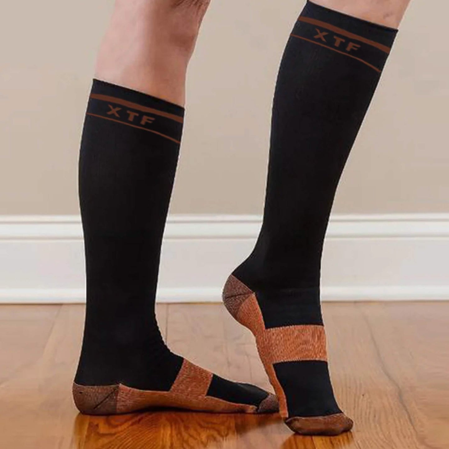 6 pares: Calcetines de compresión hasta la rodilla unisex con infusión de cobre