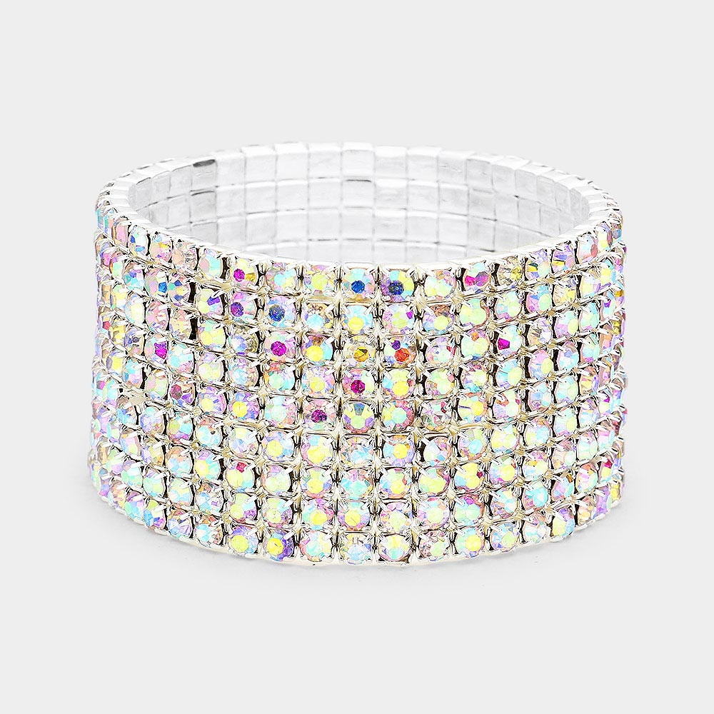 9-Row Rhinestone Stretchable Bracelet