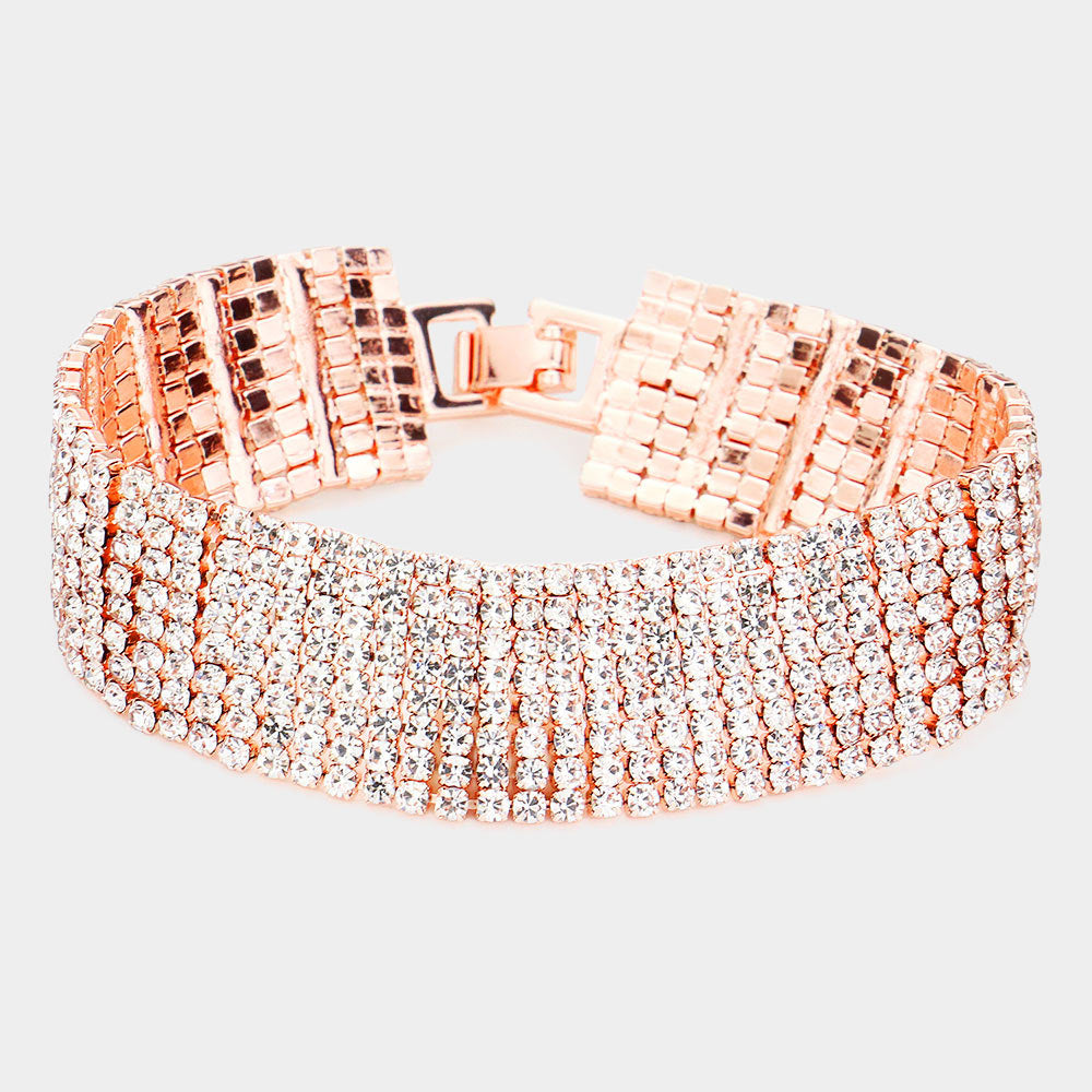 8Rows Rhinestone Evening Bracelet
