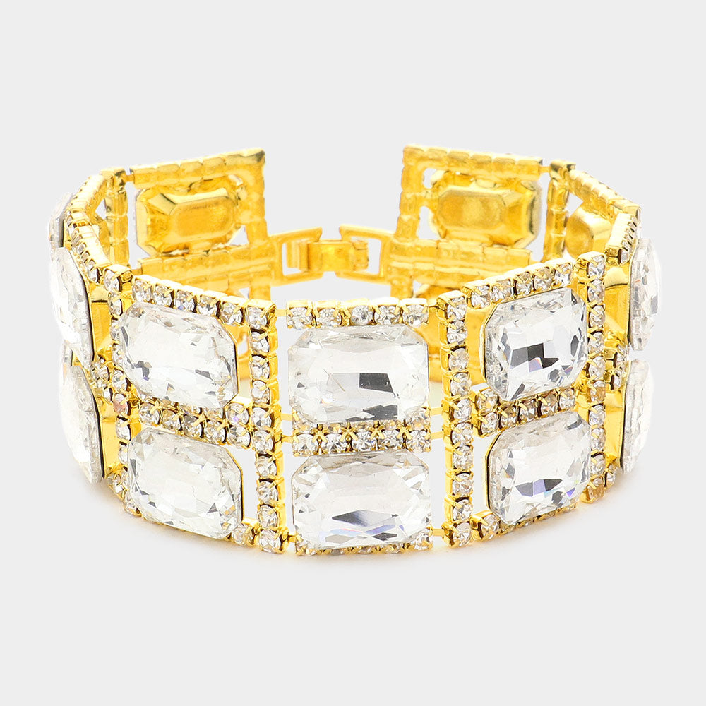 Emerald Cut Stone Evening Bracelet