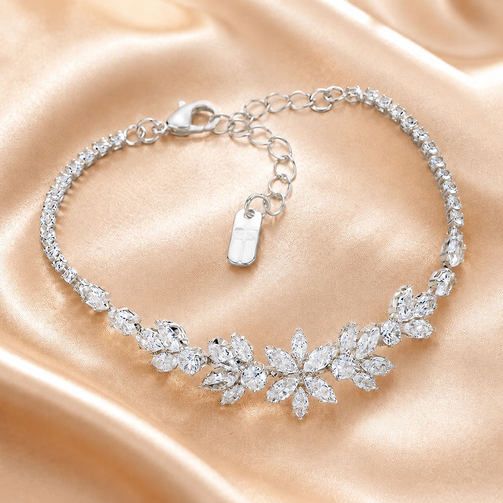 CZ Marquise Round Stone Embellished Evening Bracelet