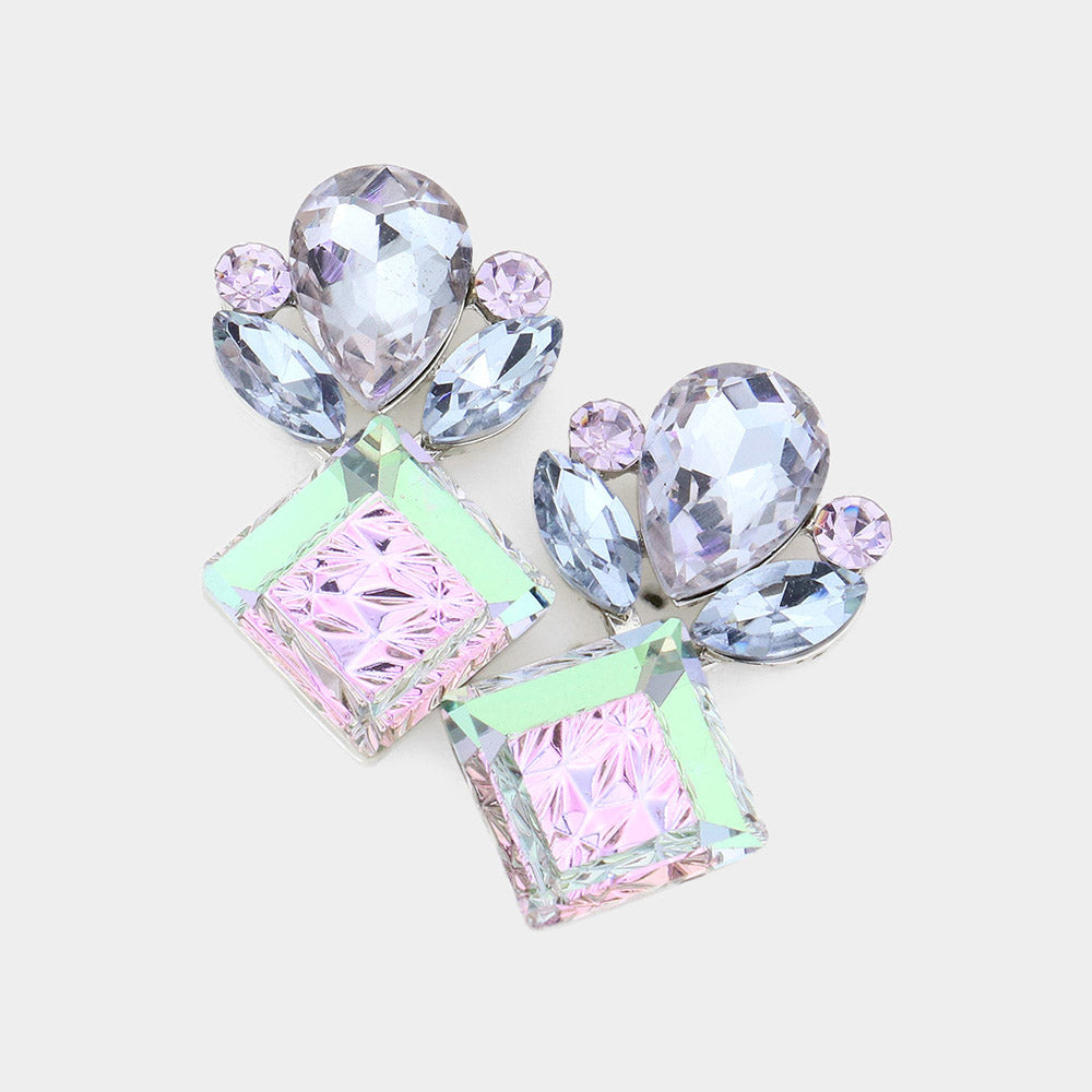 Floral Multi Stone Evening Earrings