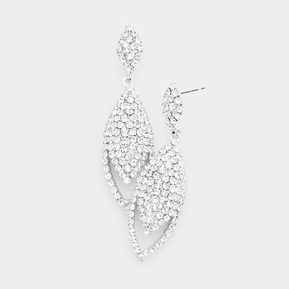 Crystal Pave Oval Evening Earrings