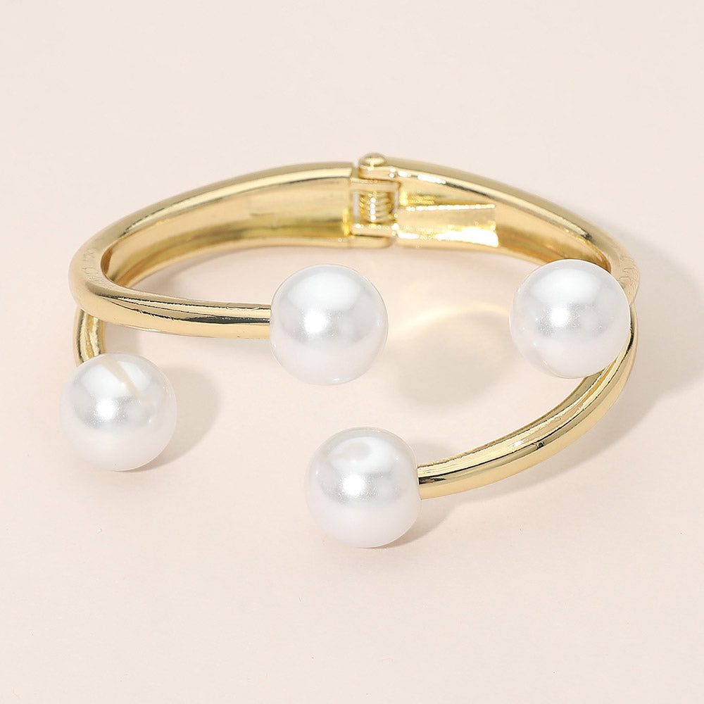 Pearl Tip Hinged Bangle Bracelet