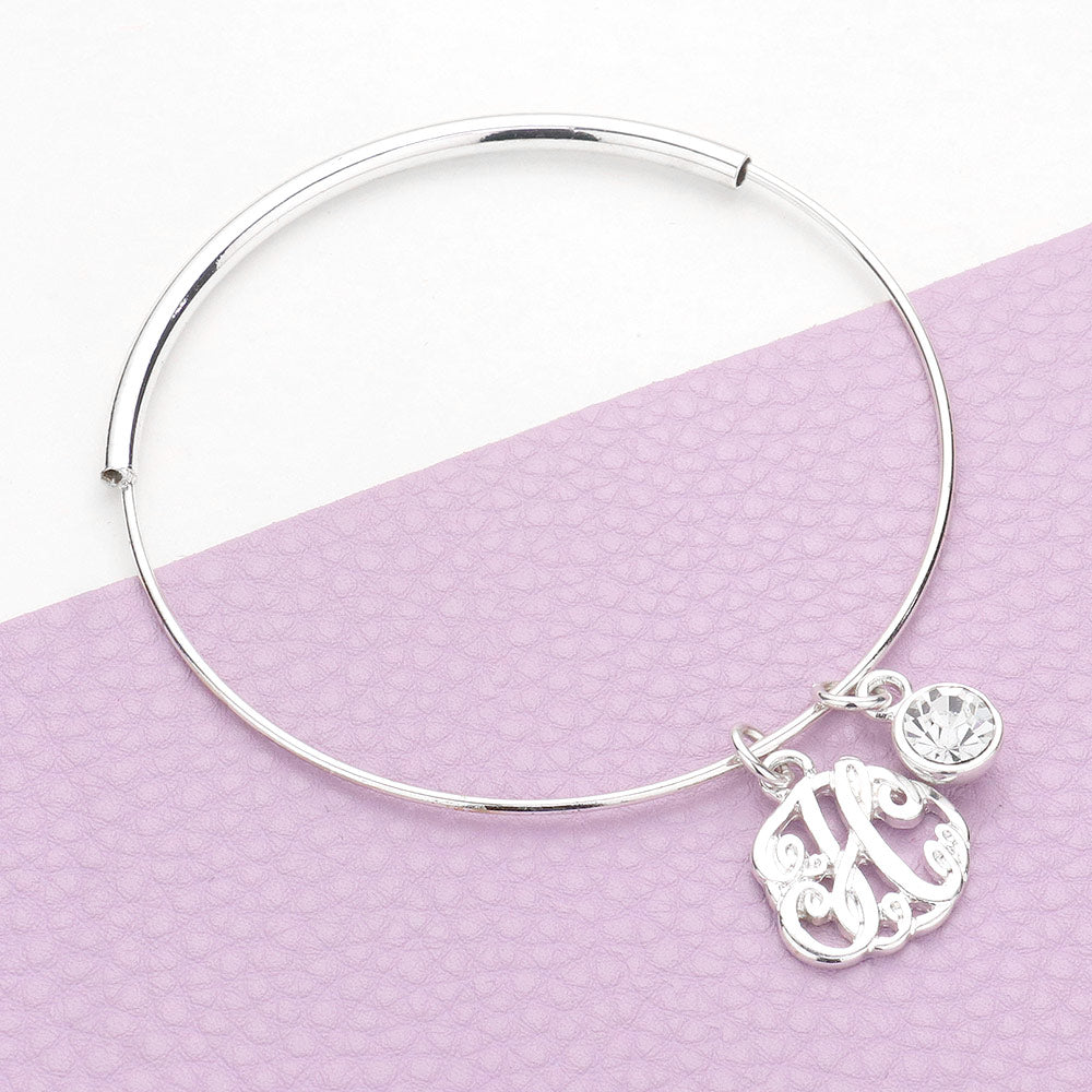 -H- Initial Monogram Bangle Bracelet